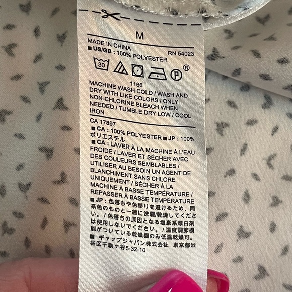 Banana Republic Rich White Small Black Patterned Blouse Women’s Size Medium - Picture 11 of 15